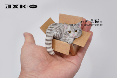 Котик в коробке (серый) - Коллекционная ФИГУРКА 1/6 scale The Cat In The Delivery Box 3.0 (JS2305C) - JXK