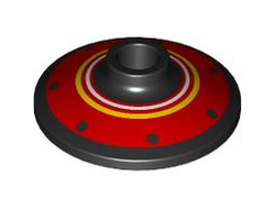 Dish 2 x 2 Inverted Radar with Dots and White and Yellow Rings on Red Background Pattern, Black (4740pb031 6539343)