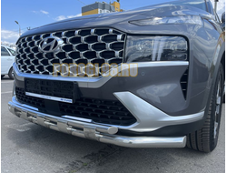 Защита переднего бампера с перемычками d60/42 для Hyundai Santa fe 2021-2024