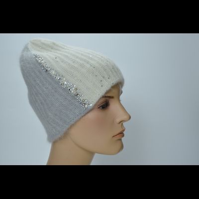 Шапка Vizio 1384 CY белая с серым