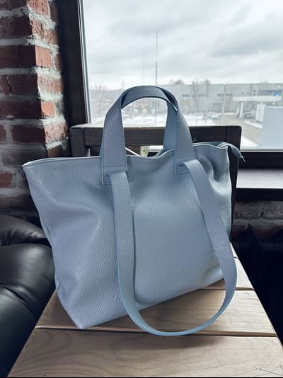 Женская сумка шоппер из натуральной кожи Vera Pelle цвет голубой. Арт. 022033