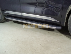 Пороги алюминиевые с пластиковой накладкой (карбон серые) 1920 мм ТСС для Exeed VX 2023-