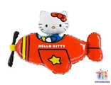 Шар "Китти на самолёте"89 см Hello Kitty  ( шар+ гелий+ лента)