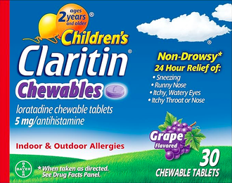 Claritin Chewables 24HR Children Allergy - АНТИГИСТАМИННЫЕ ЖЕВАТЕЛЬНЫЕ ТАБЛЕТКИ ДЛЯ ДЕТЕЙ ОТ 2Х ЛЕТ