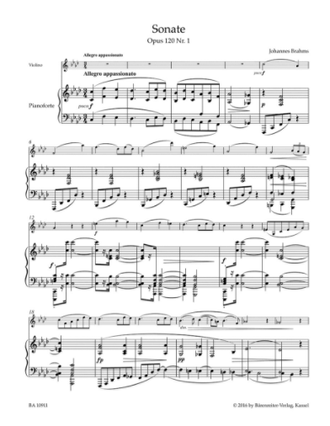 Brahms. 2 Sonaten op.120 für Violine und Klavier