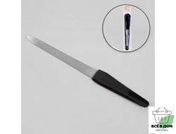 Пилка металлическая для ногтей, 15 см, в чехле, цвет серебристый/чёрный