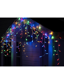 Гирлянда бахрома уличная каучук, белый провод, разноцветный свет, 3.0x0.6/0.5/0.4м., 100led, 220В.