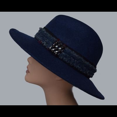 Синяя фетровая итальянская шляпа Визио фото