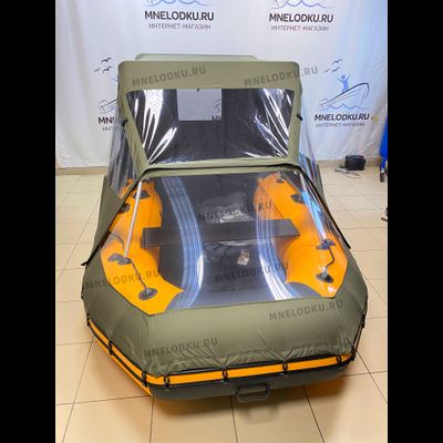 Тент ходовой Таймень NX 3600 PRO MAX вид с носа лодки