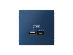 Systeme Electric ArtGallery Аквамарин USB Розетка A + тип-C 45Вт QC, PD, механизм GAL001129