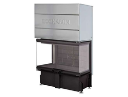 Каминная топка Дельта 800 РВ три стекла принтинг подовое горение черный шамот, Экокамин (Россия)