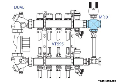 Трехходовой термостатический смесительный клапан Valtec VT.MR01 VT.MR02 VT.MR03 для теплого пола