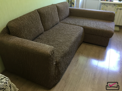 Чехол на классический угловой диван Сиена Венера Коричневый. ИТАЛИЯ