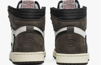 Nike Air Jordan 1 Retro High x Travis Scott Dark Mocha (Экокожа) сзади