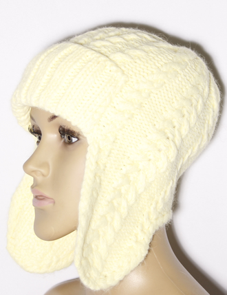 Шапка женская ушанка "Косички" 11592 горчица, молочная, серая, розовая