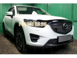 Защита радиатора Mazda CX-5 2015-2017 3D black с парктроником верх PREMIUM