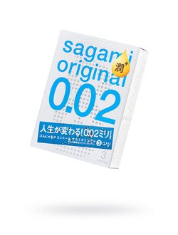 739/1 Презервативы Sagami, original 0.02, extra lub, полиуретан, 19 см, 3 шт.