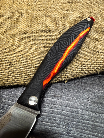 Фрикционный складной нож Канадец Большой сталь AUS10Co, рукоять G10/микарта молния