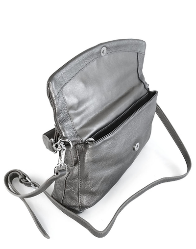 (АРТИКУЛ: 9224/1/22) СУМКА ЖЕНСКАЯ, НЕБОЛЬШАЯ, НАТУРАЛЬНАЯ КОЖА, СЕРАЯ С НЕБОЛЬШИМ БЛЕСКОМ "ГРАФИТОВАЯ", ДВА ОТДЕЛЕНИЯ, С ДВУМЯ ПЛЕЧЕВЫМИ РЕМНЯМИ