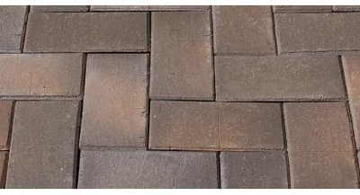 Клинкерная брусчатка тёмно-красная флэшинг ЛСР, 200*100*50 мм