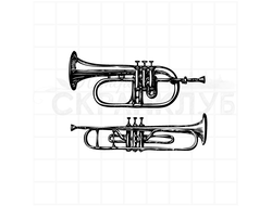 Штамп для скрапбукинга две трубы музыкальные инструменты труба