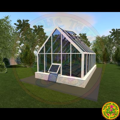 Зимняя теплица ДОНАЛЬД II в классическом английском стиле с двускатной крышей размером 8000 х 4000 мм