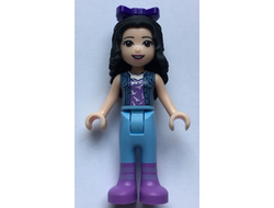 Friends Emma - Medium Lavender Top with White Birds, Sand Blue Vest, Medium Light Blue Trousers, Bow, n/a (frnd329)