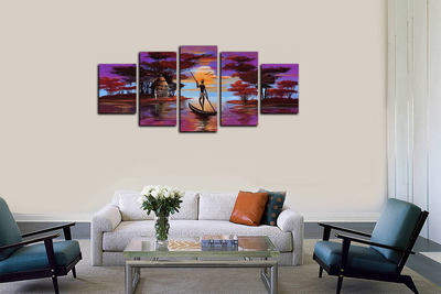 Модульная картина "Человек на лодке"