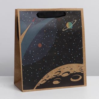 Пакет крафтовый вертикальный «Космос», ML 23 × 27 × 11.5 см