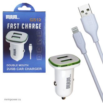2003970687668	  АЗУ MRM GS12  5V/2.4A 2USB + Lightning cable 1м (White)