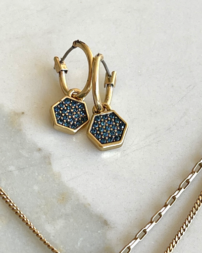 Серьги  с кристаллами темно-синего цвета A&C (Норвегия)