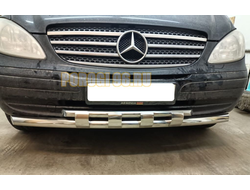 Защита переднего бампера двойная с перемычками d60 для Mercedes-Benz Vito (2005-2014)