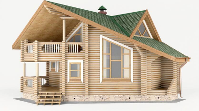 Дом-баня из бревна ДБ-07, площадь 80 м2