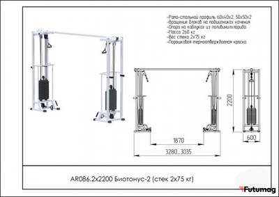 Блочный кинезиотренажер Биотонус-2 AR086 2х2200