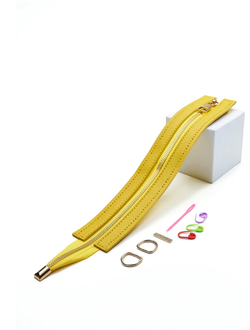 Молния желтая для сумки вшитая в основу 30 см