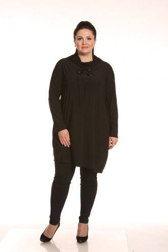 Нарядное платье-туника с декором Прима-4230-черный (48-58)