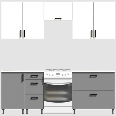 Кухня Эконом 1,8 метра (900х900) Цвет: Белый/Базальт