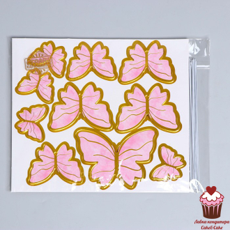 Набор для украшения торта «Бабочки» 10 шт., цвет розовый