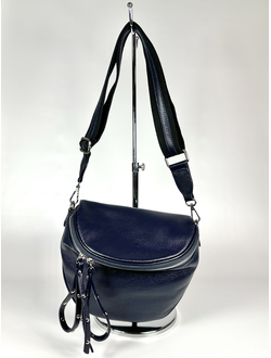 Женская кросс боди сумка из натуральной кожи Vera Pelle от M&Marie темно-синего цвета 025866