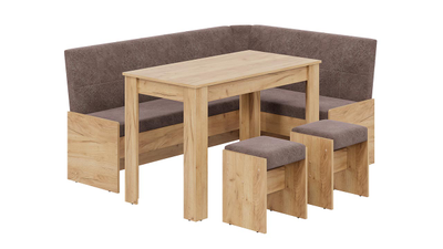 Кухонный уголок Пекин Дуб Крафт золотой/Микровелюр Duna Stone