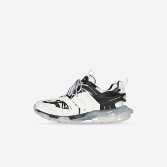 Balenciaga Track Trainers Clear Sole in white and black mesh and nylon