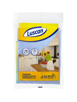 Салфетки хозяйственные Luscan универсальные вискоза 90г/м2 30х38 см 3шт/уп