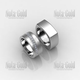 Обручальные кольца женское с бриллиантами и мужское квадратного сечения