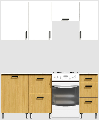 Кухня эконом 1,5 метра (600х500х400) Цвет: Белый/Дуб Сонома