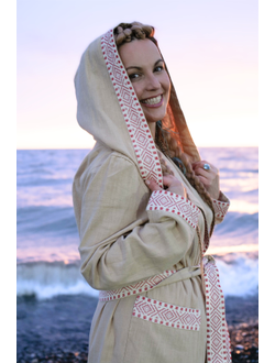 Халат для бани из крапивы "Легкий Пар" с капюшоном