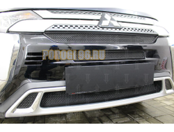 Защита радиатора Mitsubishi Outlander III 2018- (3 части) black с парктроником