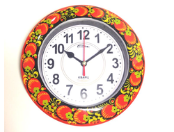 Часы кварцевые с росписью Хохлома