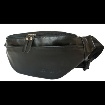 Кожаная поясная сумка Atessa black (арт. 7009-01)