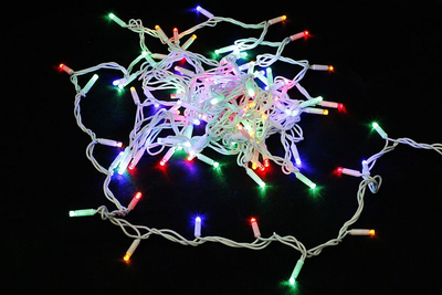 Гирлянда уличная Нить цветной свет 10м 100led IP65 белый провод, морозостойкая