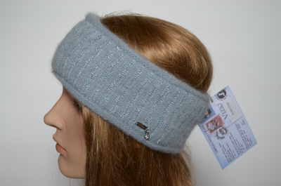Голубая вязаная повязка женская из мохера и альпака Италия Vizio 6700 F